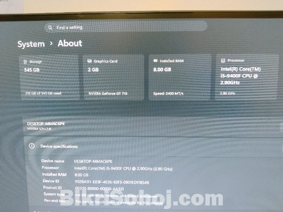 Intel core i5 9th gen computer